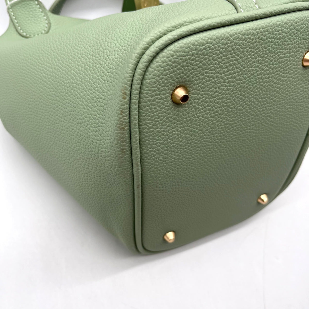 Valentino Orlandi Mint Green Pebbled Leather Bucket Bag