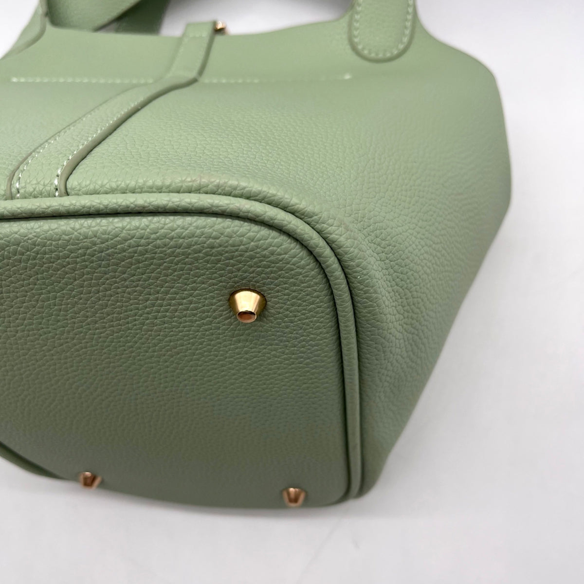 Valentino Orlandi Mint Green Pebbled Leather Bucket Bag