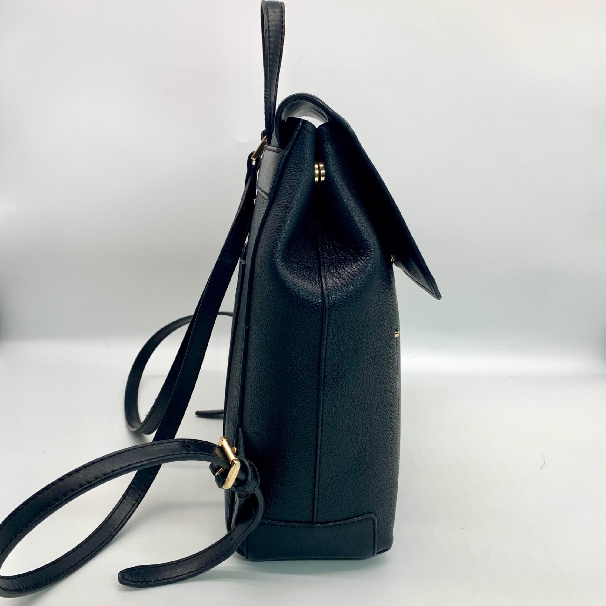 Michael Kors Hayes Black Pebbled Leather Backpack