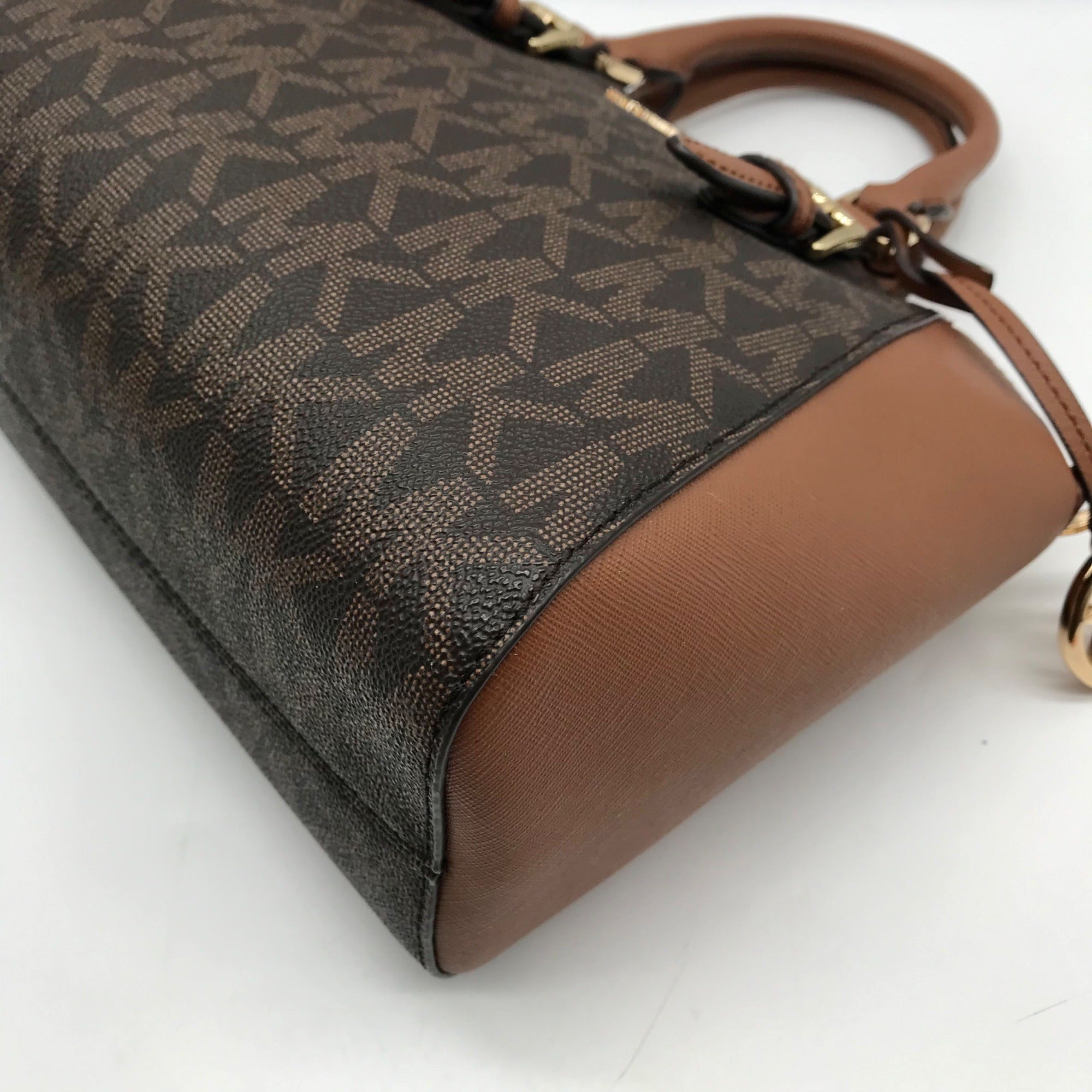 Michael Kors Brown Coated Canvas Monogram Ciara Satchel Bag And Wallet