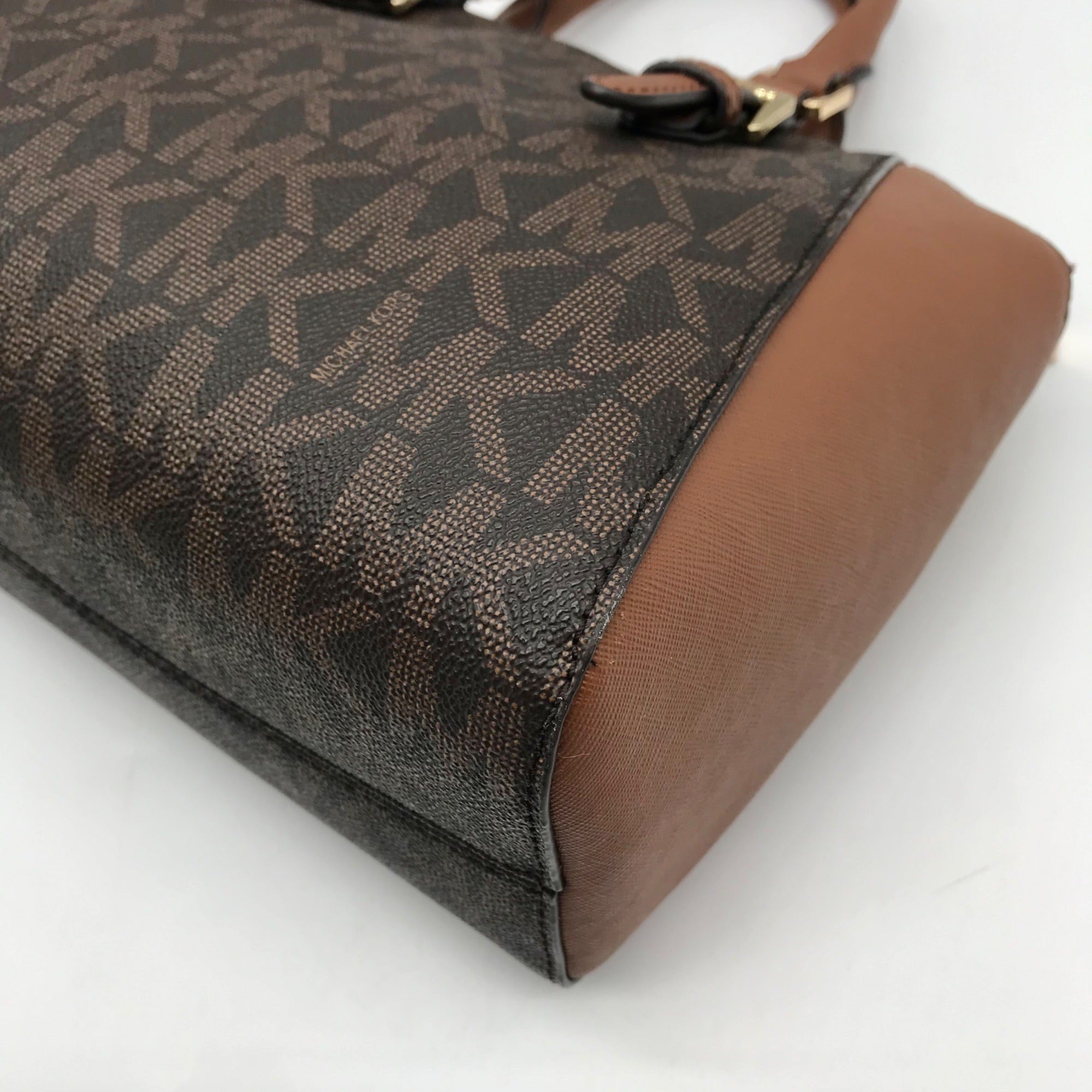 Michael Kors Brown Coated Canvas Monogram Ciara Satchel Bag And Wallet