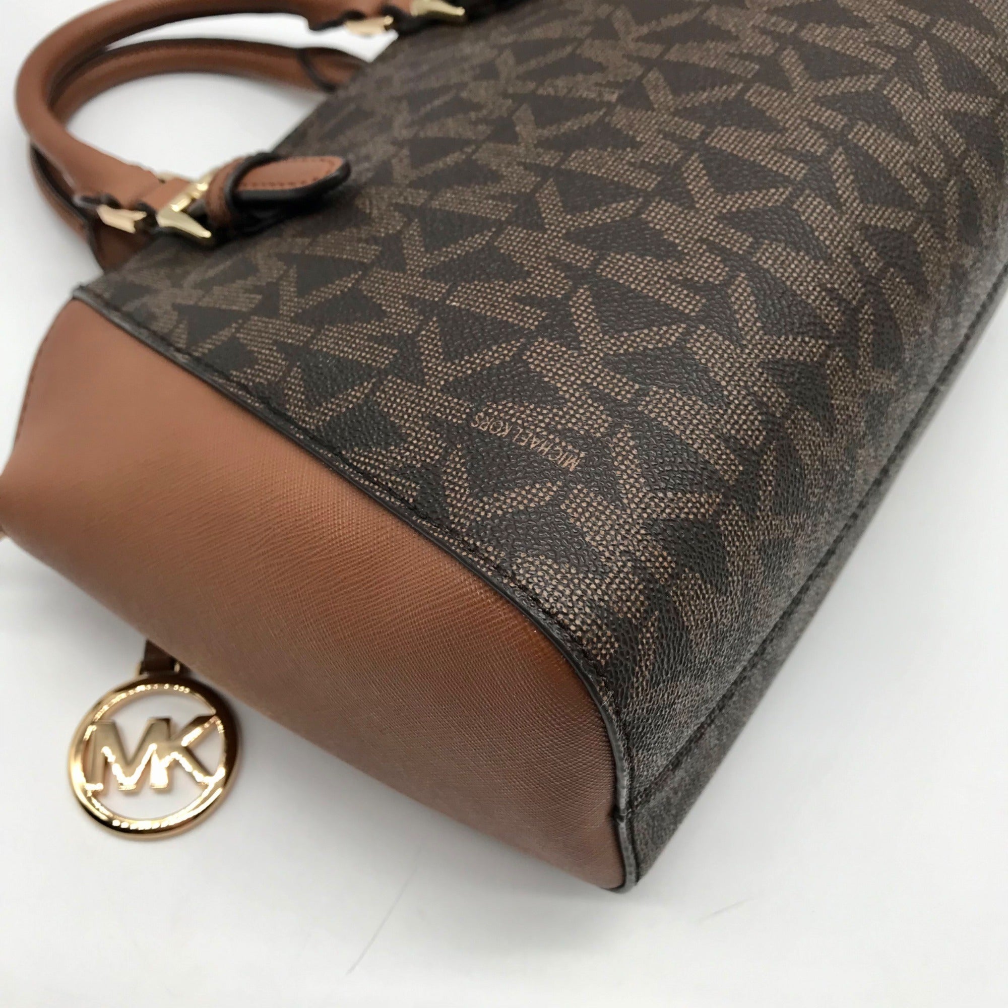 Michael Kors Brown Coated Canvas Monogram Ciara Satchel Bag And Wallet