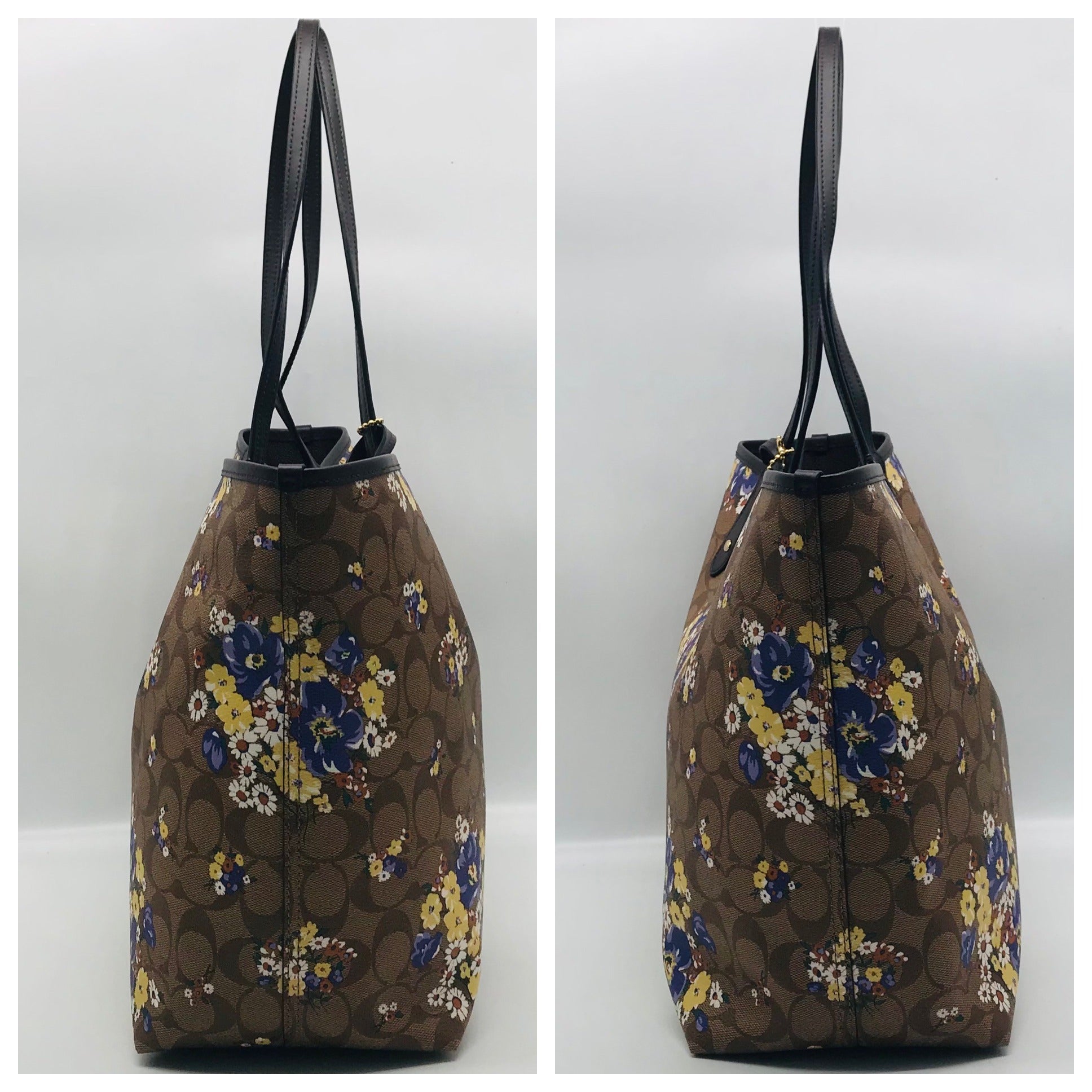 Coach Signature Reversible Medley Bouquet Print City Tote and Wristlet F32084