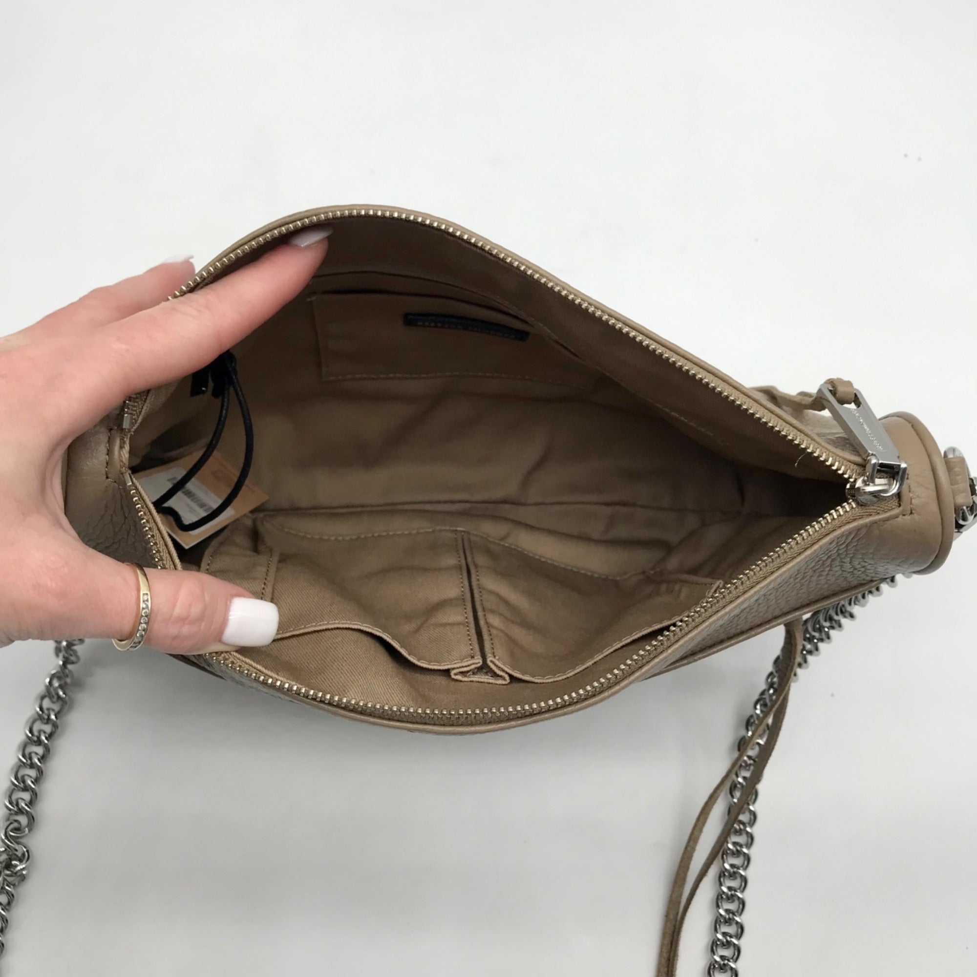 Rebecca Minkoff Taupe Pebbled Leather Mac Crossbody Bag