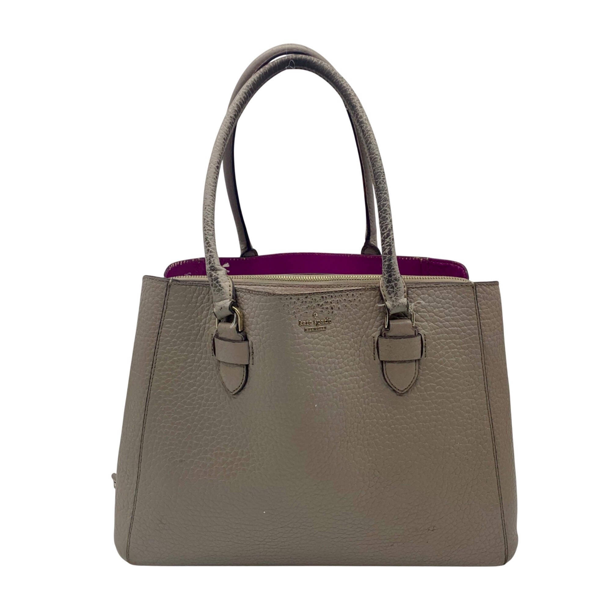 Kate Spade Gray Pebbled Leather Shawna Carter Tote Bag