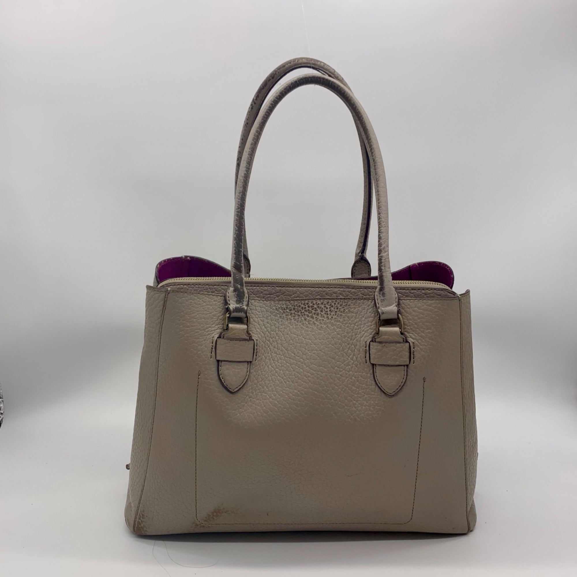 Kate Spade Gray Pebbled Leather Shawna Carter Tote Bag