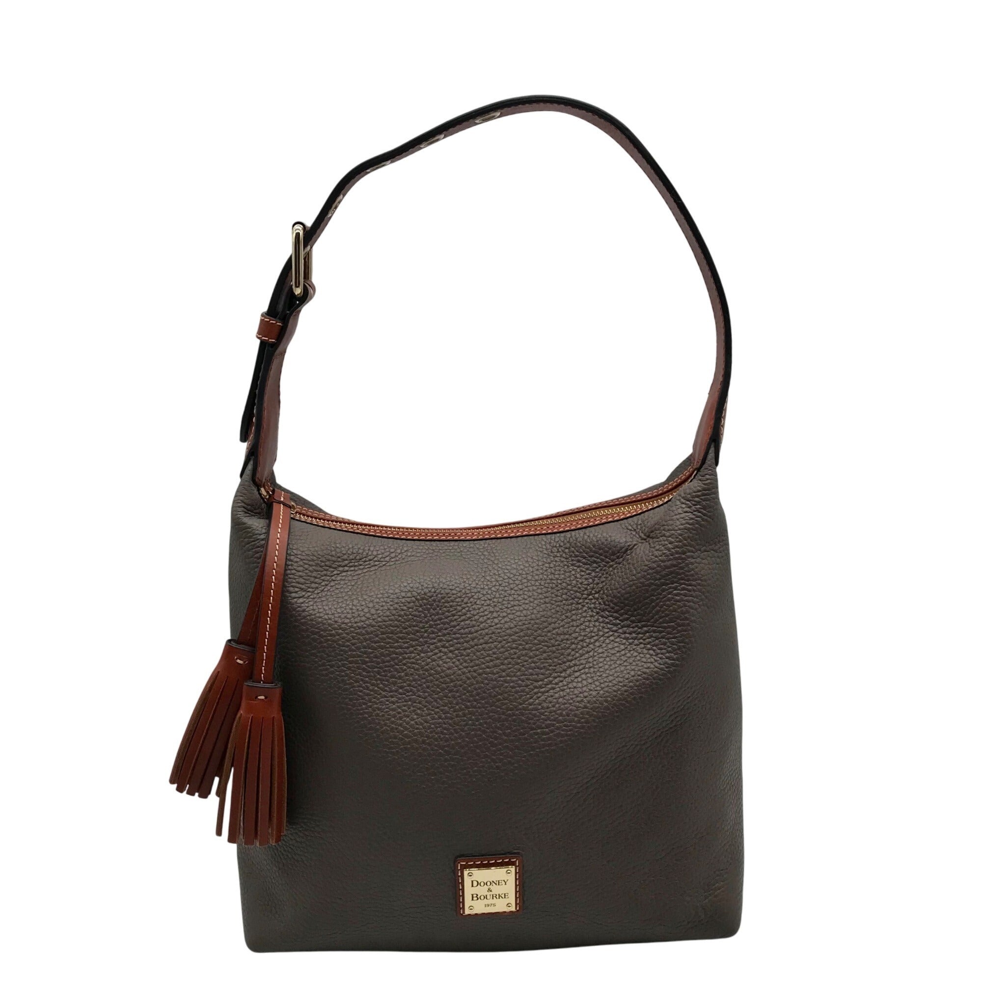 Dooney &amp; Bourke Gray Pebbled Grain Leather Paige Sac Shoulder Bag