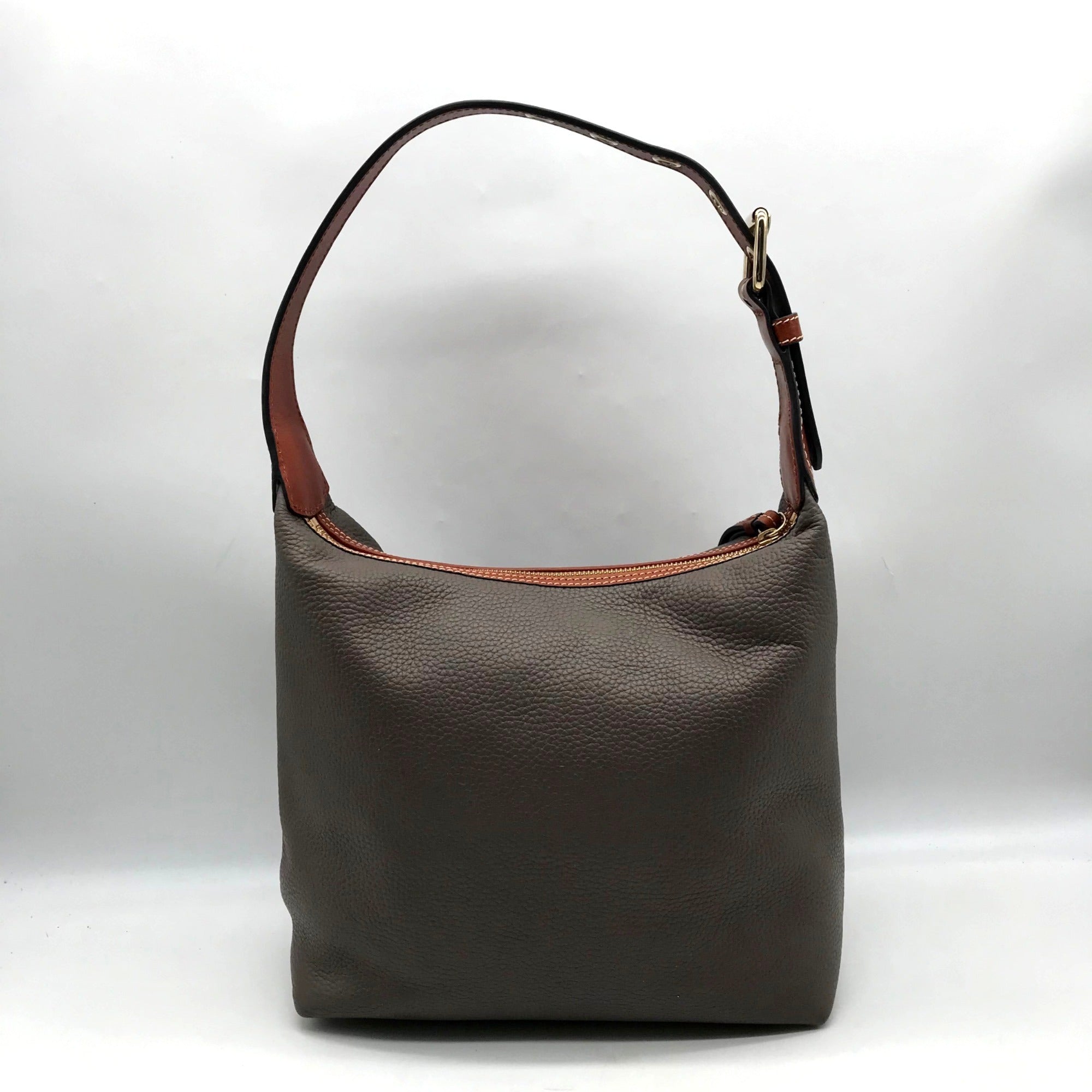 Dooney &amp; Bourke Gray Pebbled Grain Leather Paige Sac Shoulder Bag