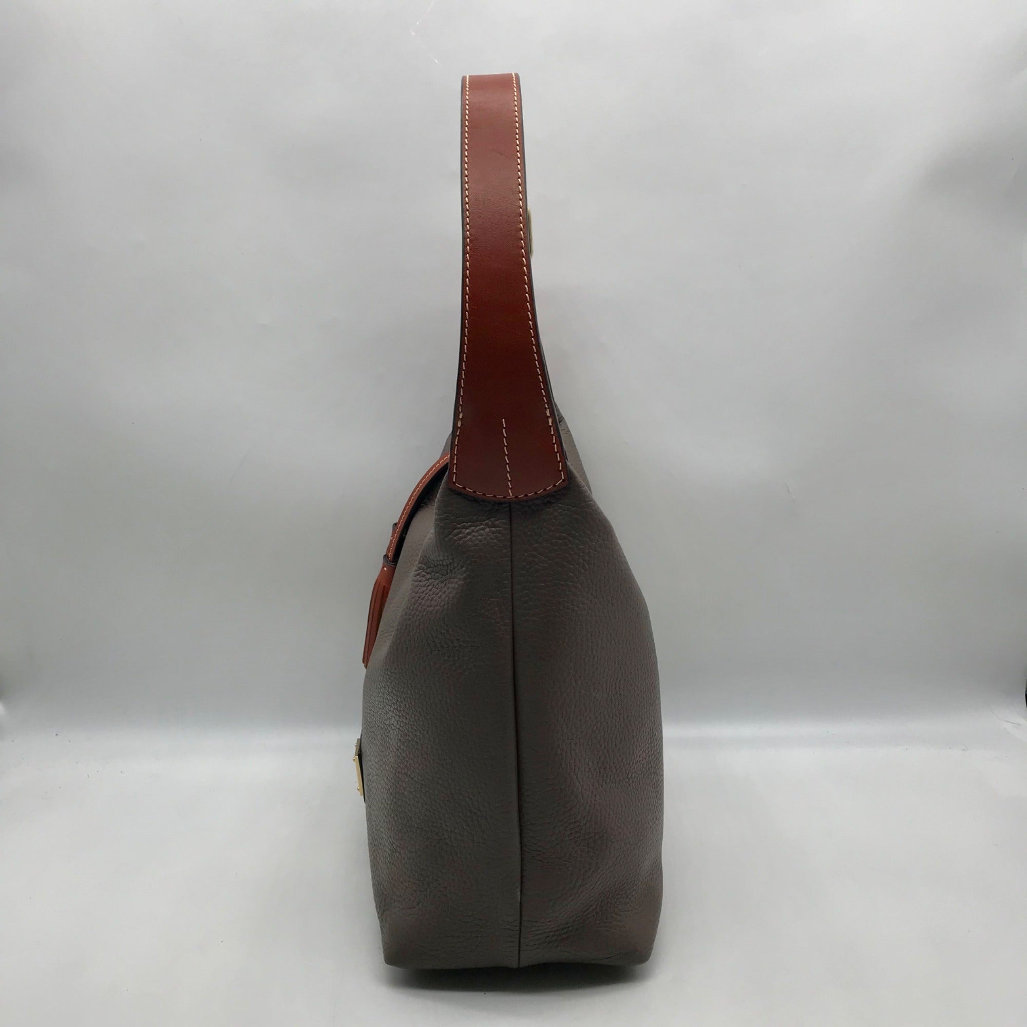 Dooney &amp; Bourke Gray Pebbled Grain Leather Paige Sac Shoulder Bag