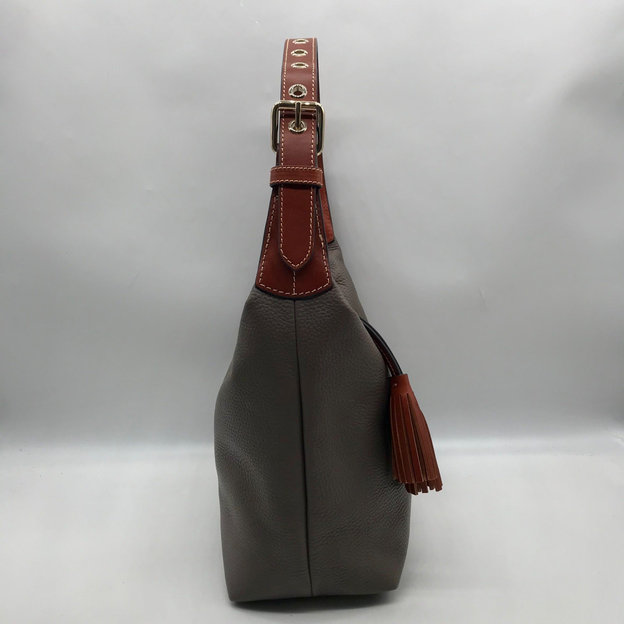 Dooney &amp; Bourke Gray Pebbled Grain Leather Paige Sac Shoulder Bag