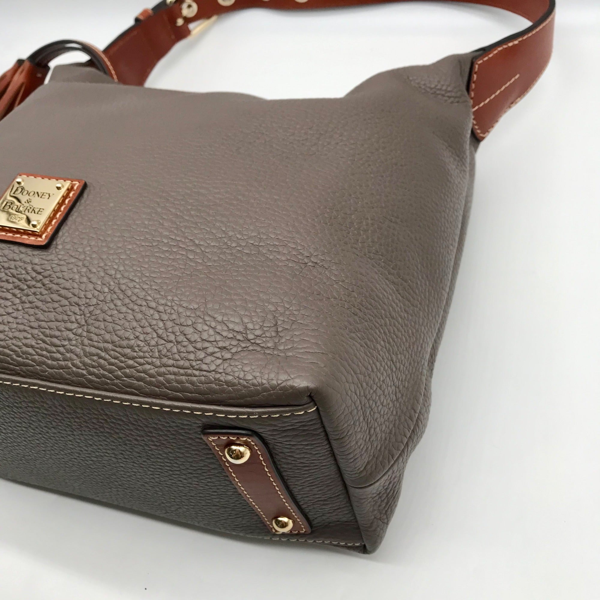 Dooney &amp; Bourke Gray Pebbled Grain Leather Paige Sac Shoulder Bag