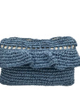 Aqua Blue Hand-Woven Straw Tote Bag