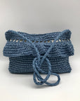 Aqua Blue Hand-Woven Straw Tote Bag