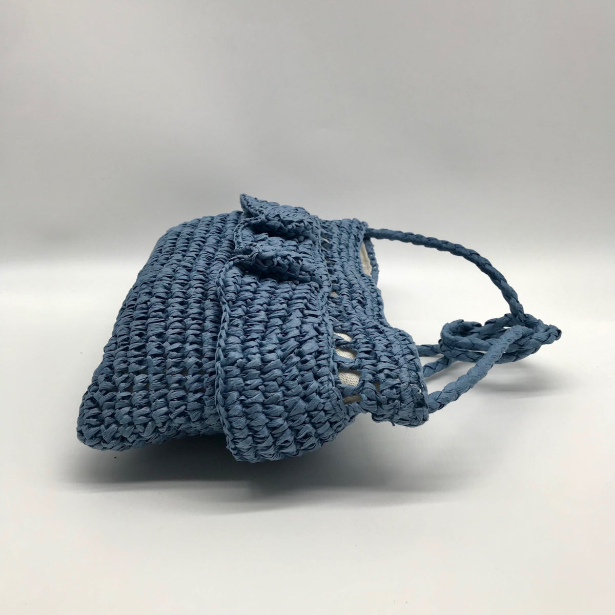 Aqua Blue Hand-Woven Straw Tote Bag