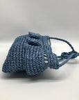 Aqua Blue Hand-Woven Straw Tote Bag