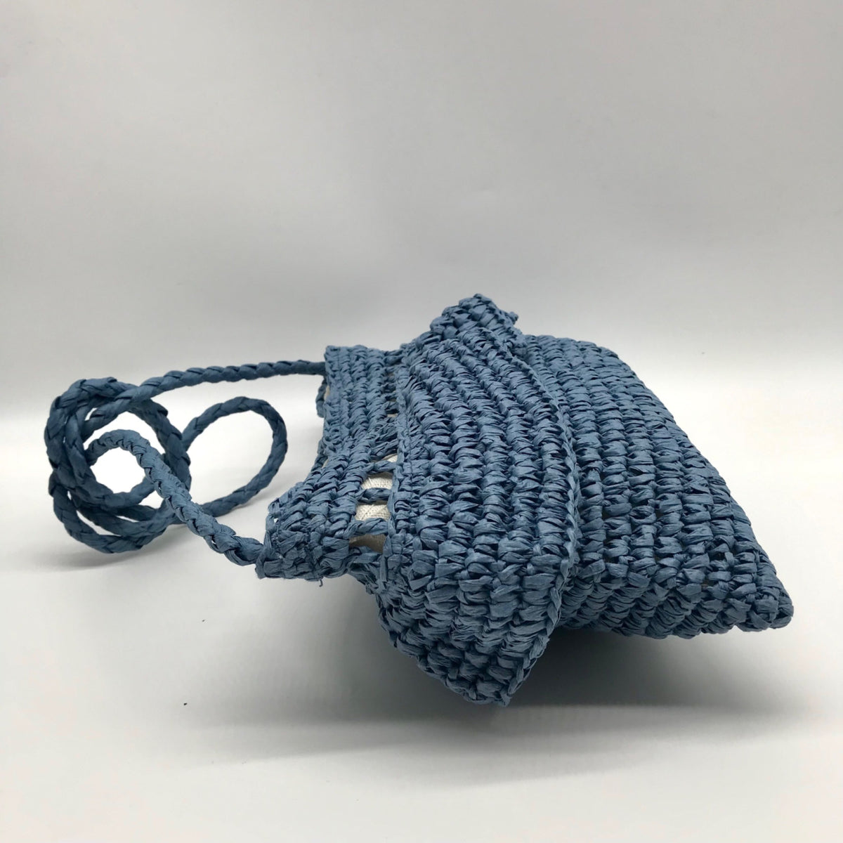 Aqua Blue Hand-Woven Straw Tote Bag