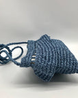 Aqua Blue Hand-Woven Straw Tote Bag
