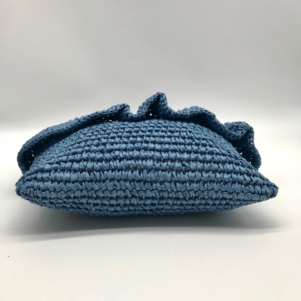 Aqua Blue Hand-Woven Straw Tote Bag