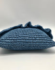 Aqua Blue Hand-Woven Straw Tote Bag