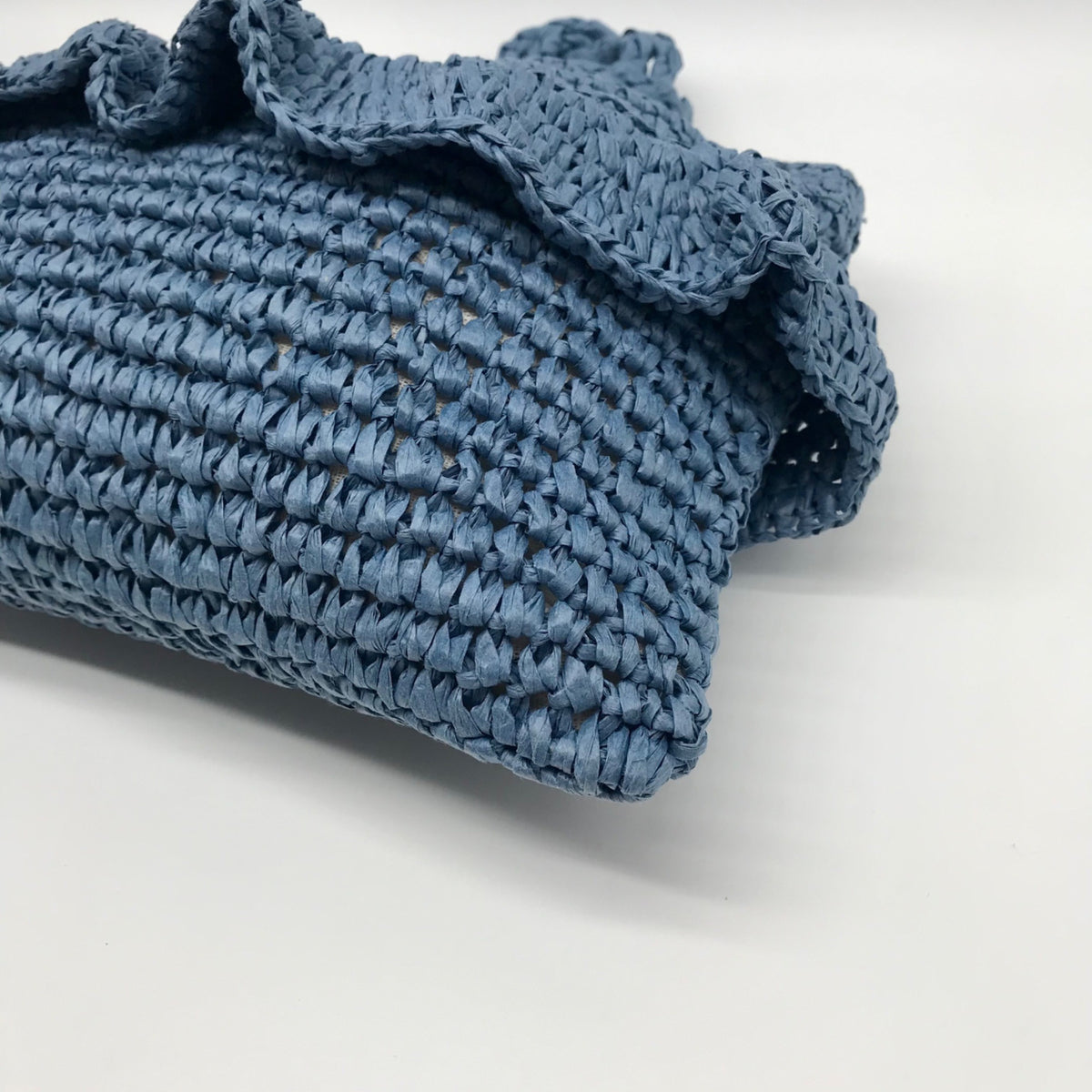 Aqua Blue Hand-Woven Straw Tote Bag