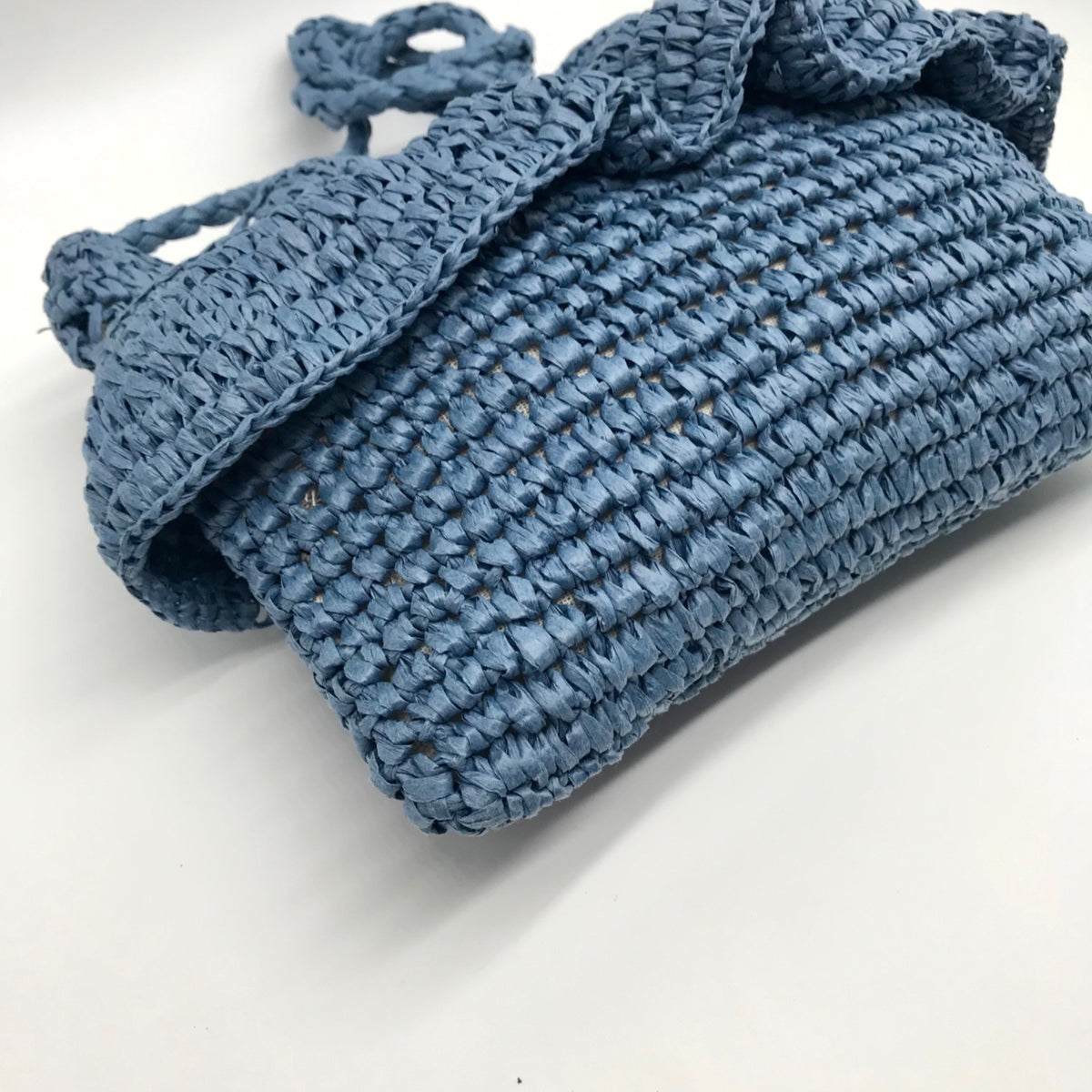 Aqua Blue Hand-Woven Straw Tote Bag