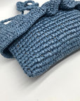 Aqua Blue Hand-Woven Straw Tote Bag