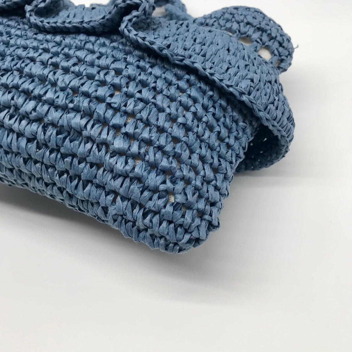 Aqua Blue Hand-Woven Straw Tote Bag