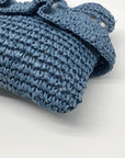 Aqua Blue Hand-Woven Straw Tote Bag