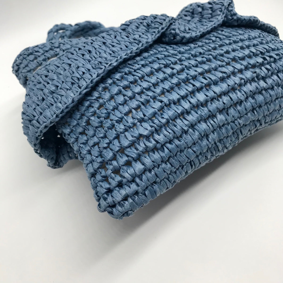 Aqua Blue Hand-Woven Straw Tote Bag