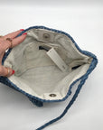 Aqua Blue Hand-Woven Straw Tote Bag