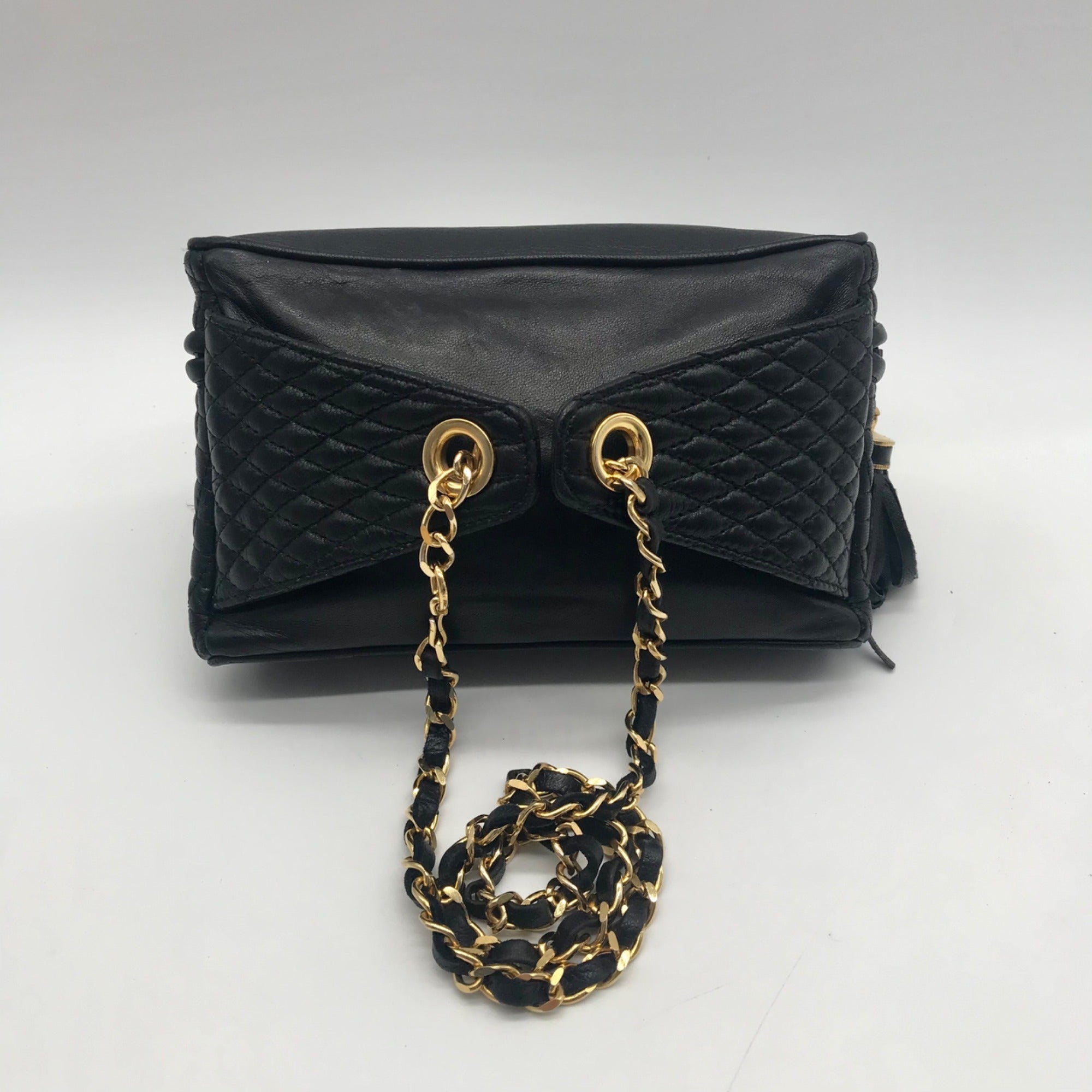 Bally Black Leather Quilted Lambskin Belt Bag