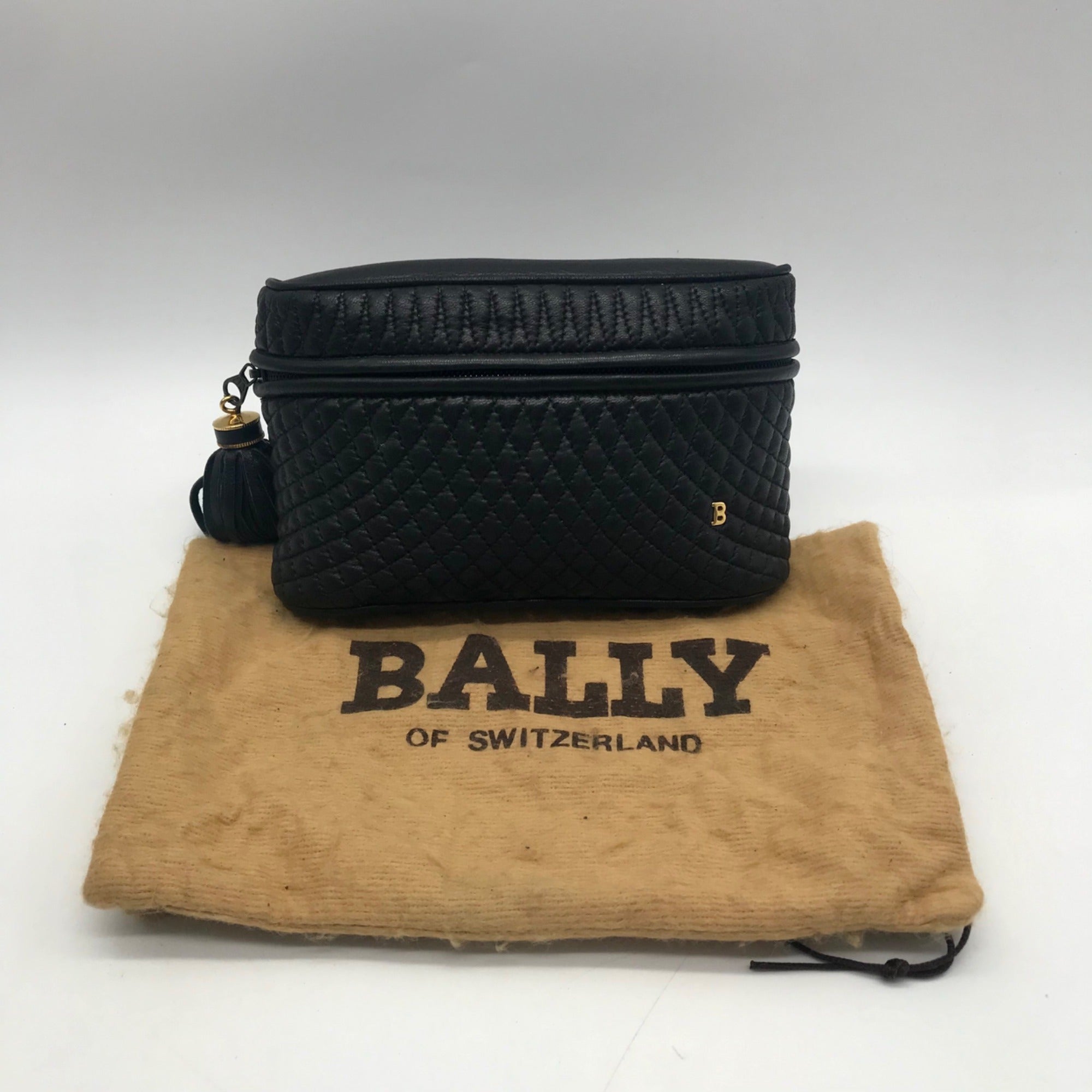 Bally Black Leather Quilted Lambskin Belt Bag