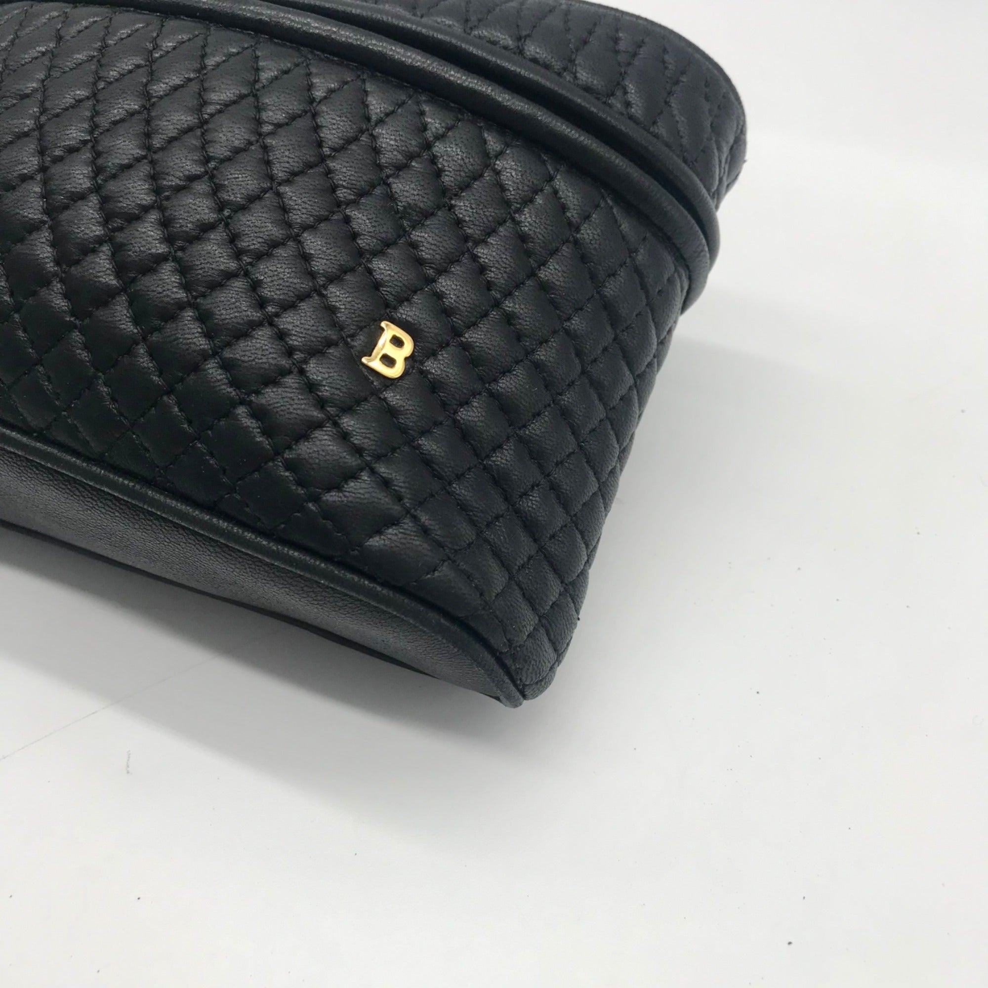 Bally Black Leather Quilted Lambskin Belt Bag