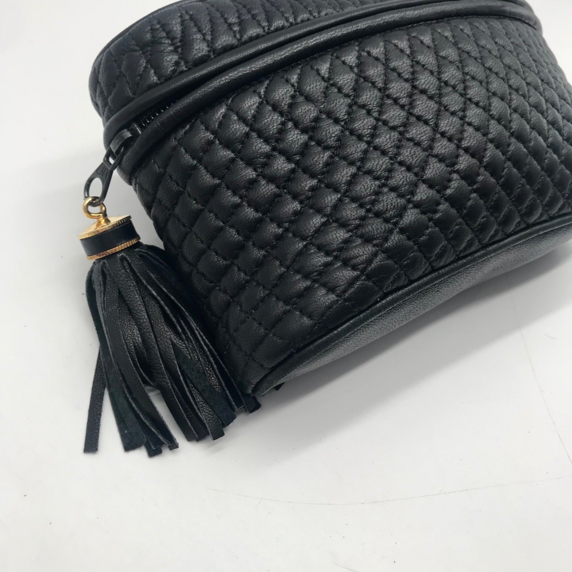 Bally Black Leather Quilted Lambskin Belt Bag