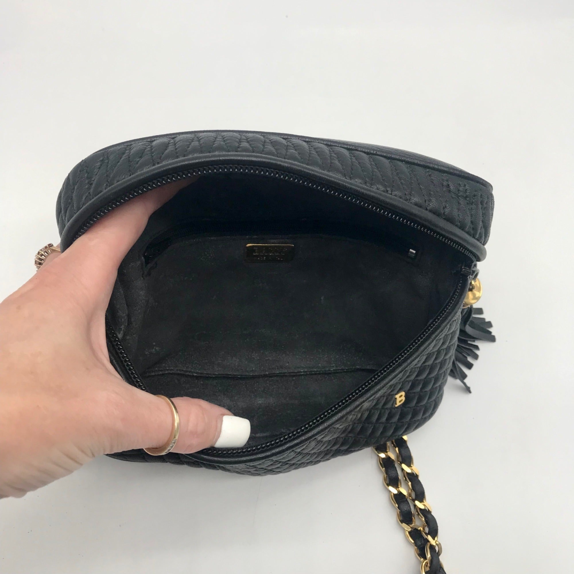 Bally Black Leather Quilted Lambskin Belt Bag