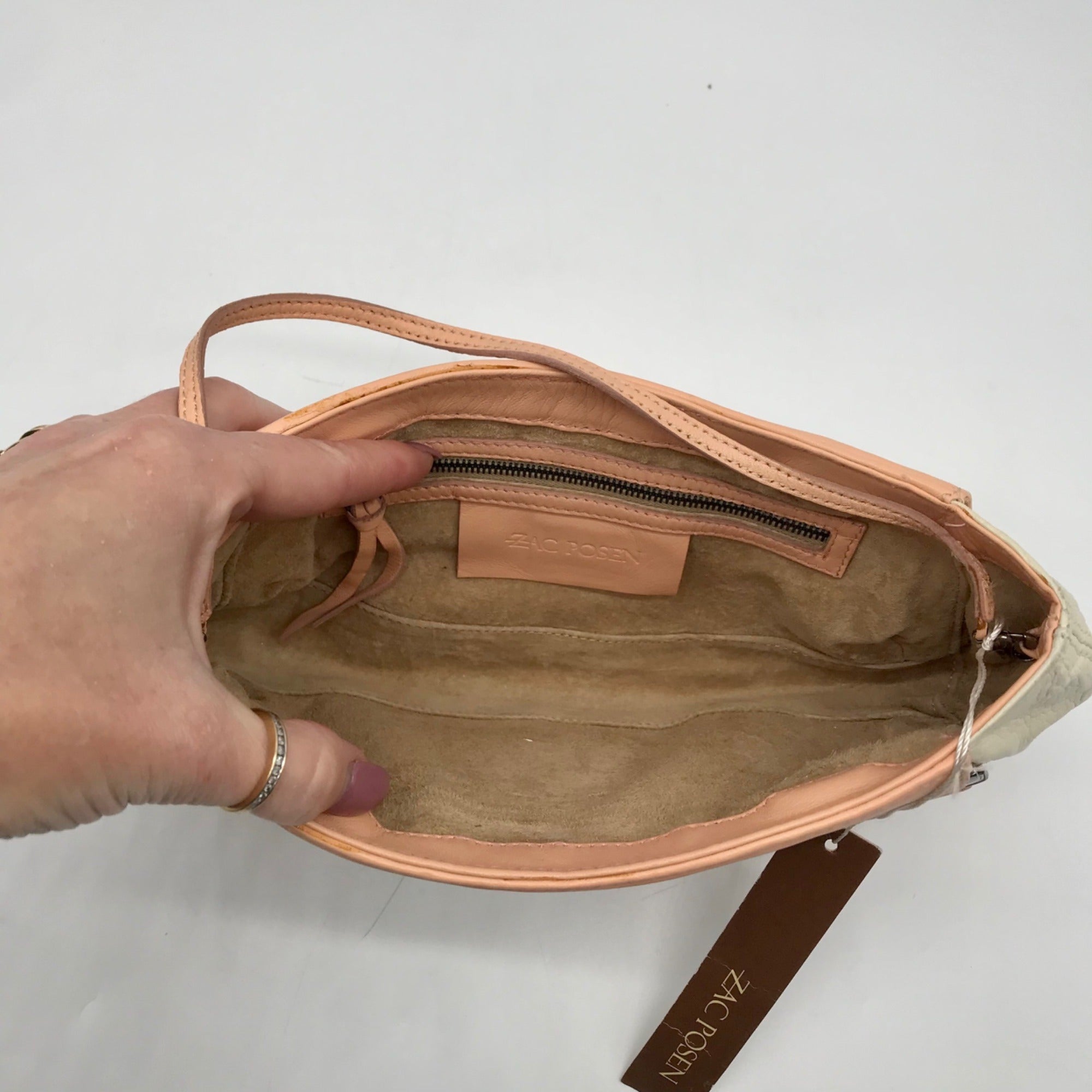 Zac Posen Cream &amp; Tan Z Clutch