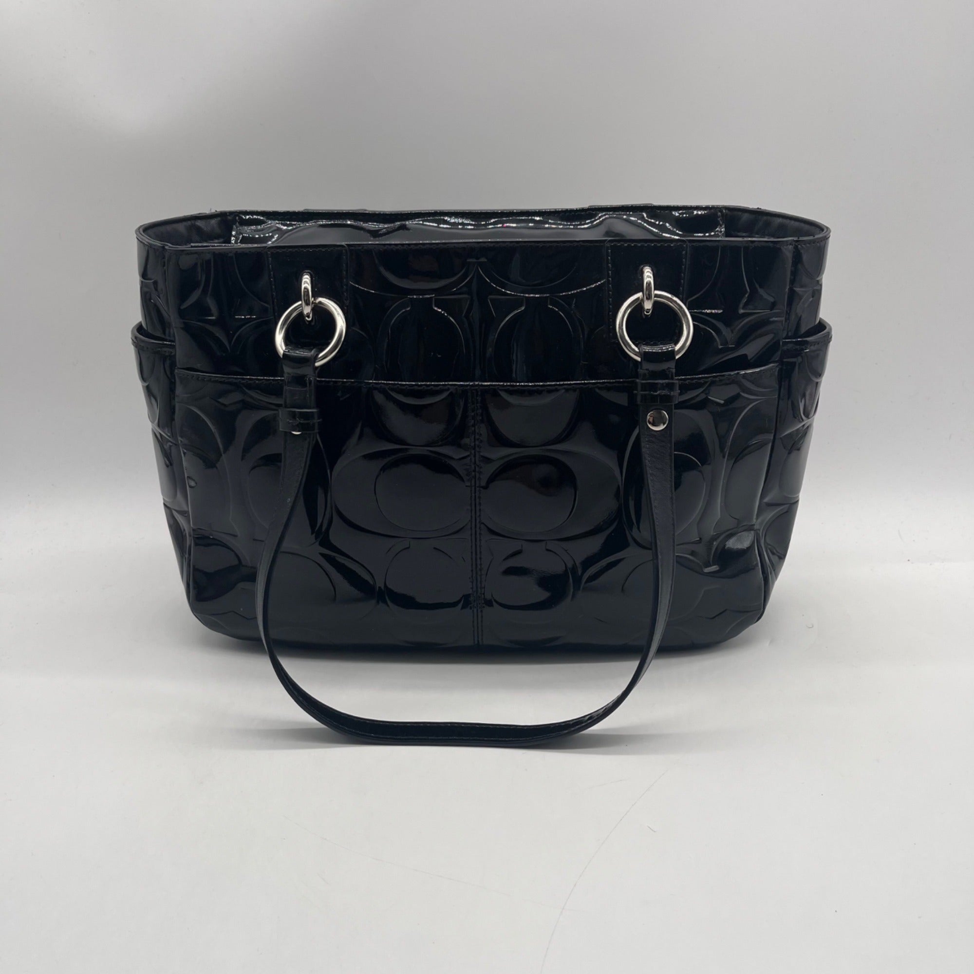 Coach Black Patent Leather Gallery Tote And Wallet-F17728