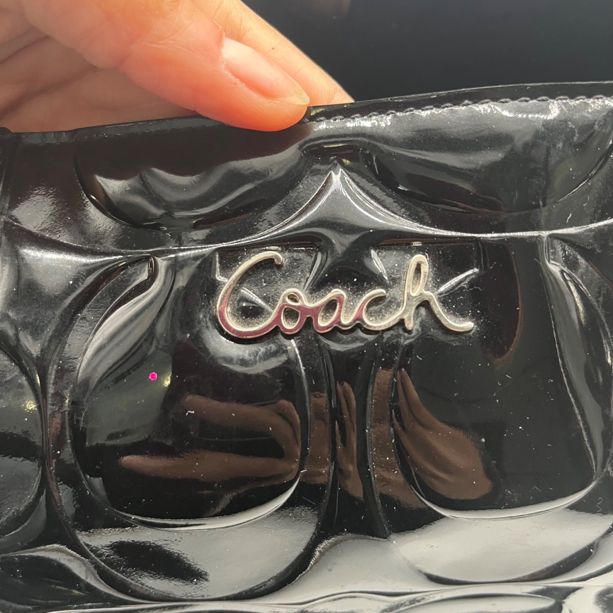Coach Black Patent Leather Gallery Tote And Wallet-F17728