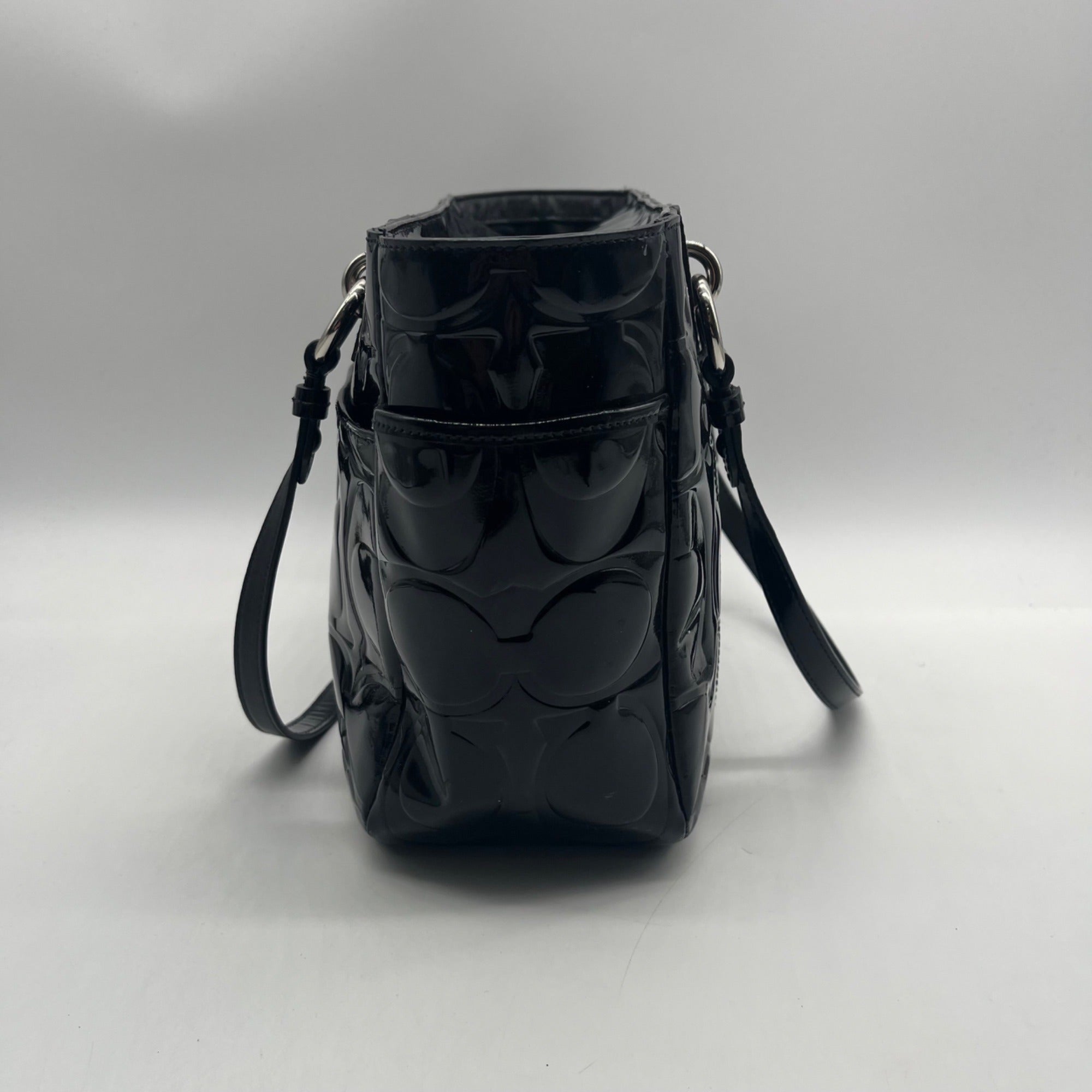 Coach Black Patent Leather Gallery Tote And Wallet-F17728