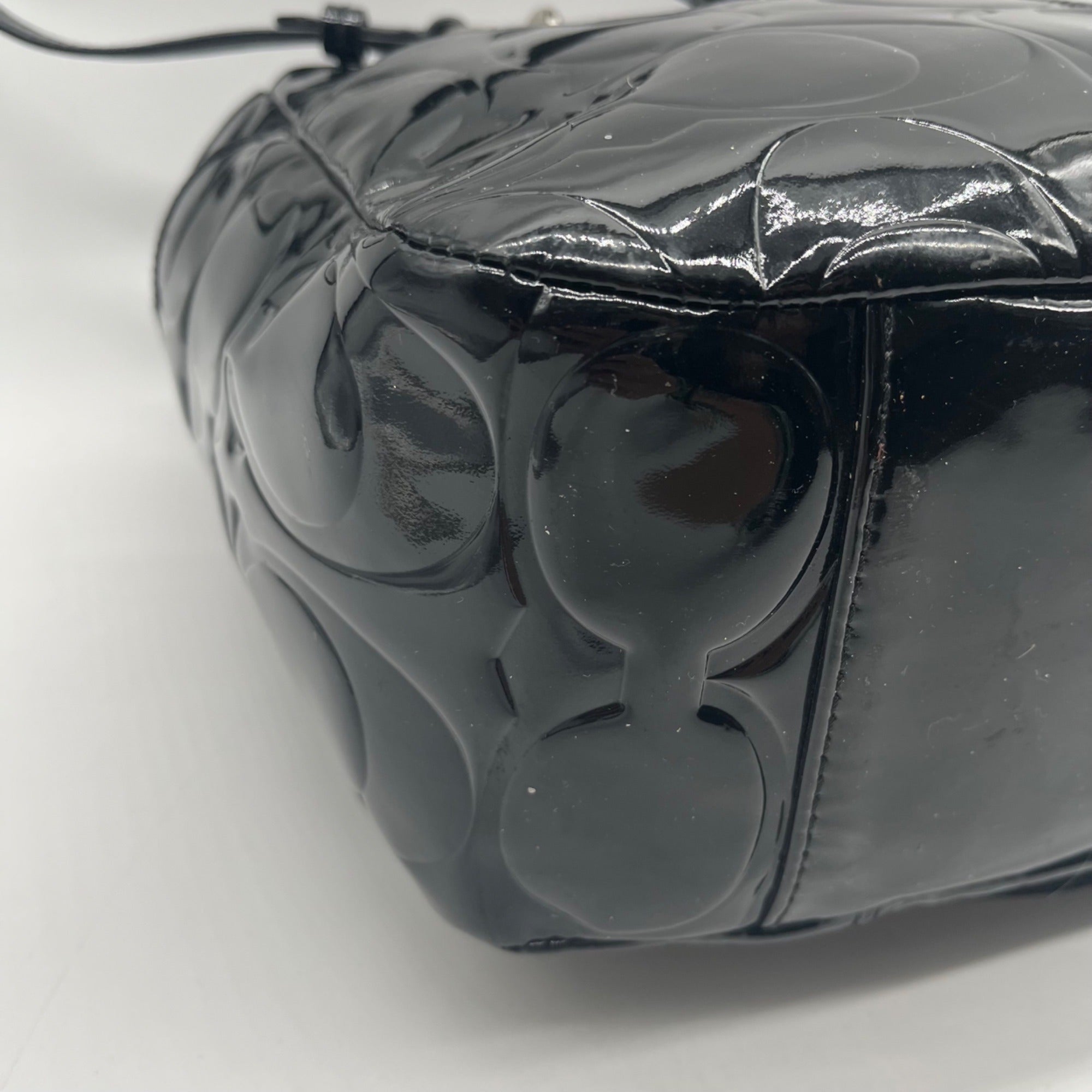 Coach Black Patent Leather Gallery Tote And Wallet-F17728
