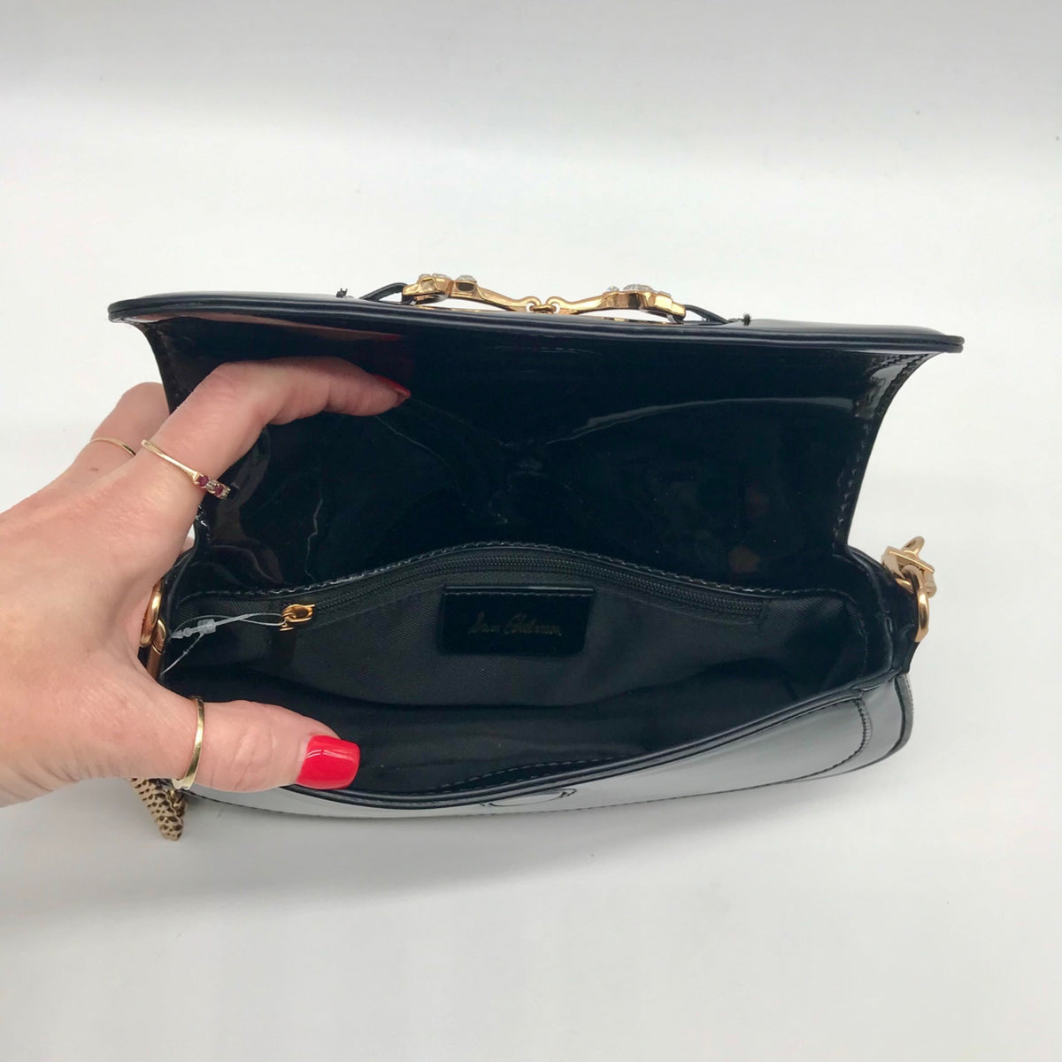 Sam Edelman Black Patent Leather Shoulder Bag