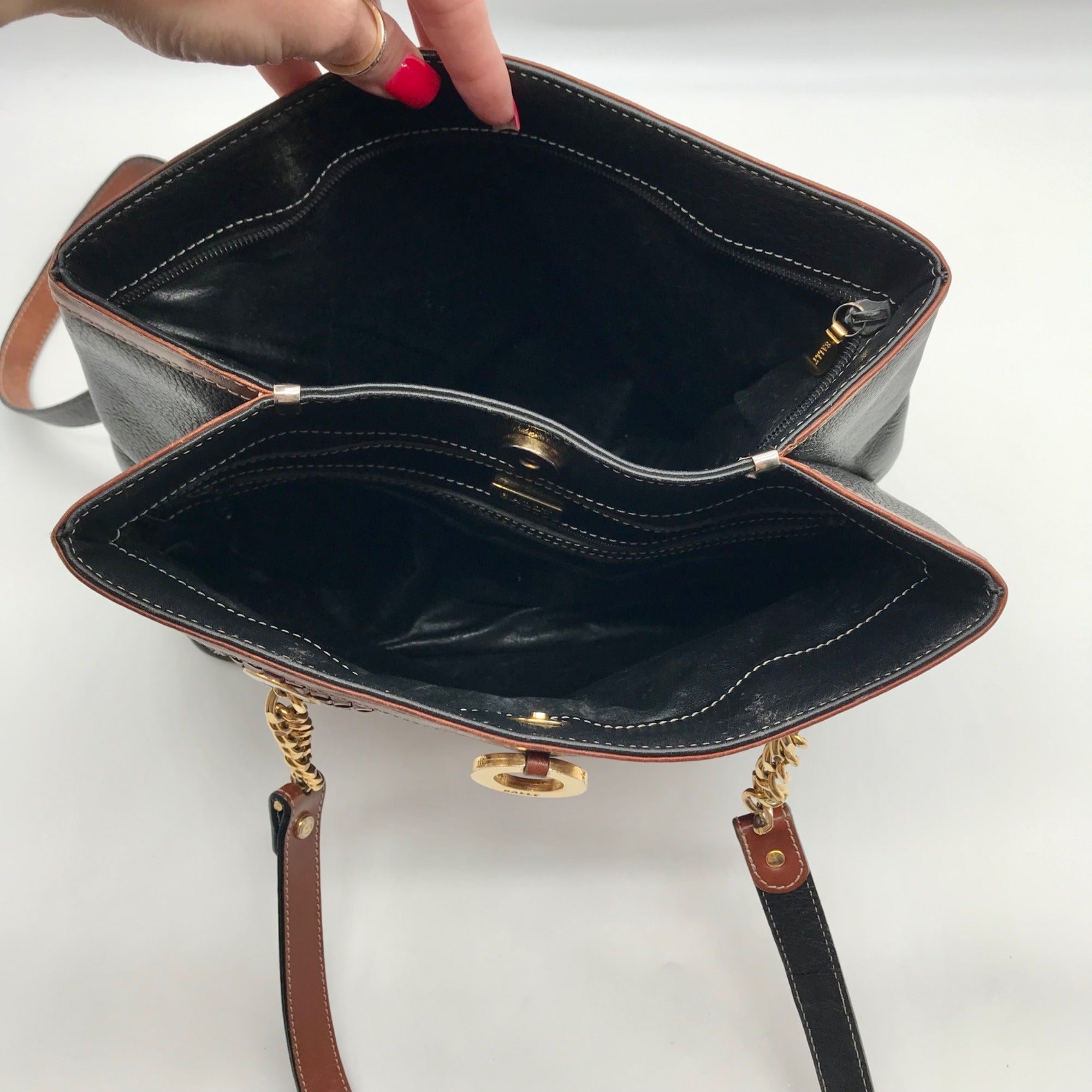 Bally Black And Brown Leather Vintage Woven Tote Bag