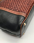 Bally Black And Brown Leather Vintage Woven Tote Bag