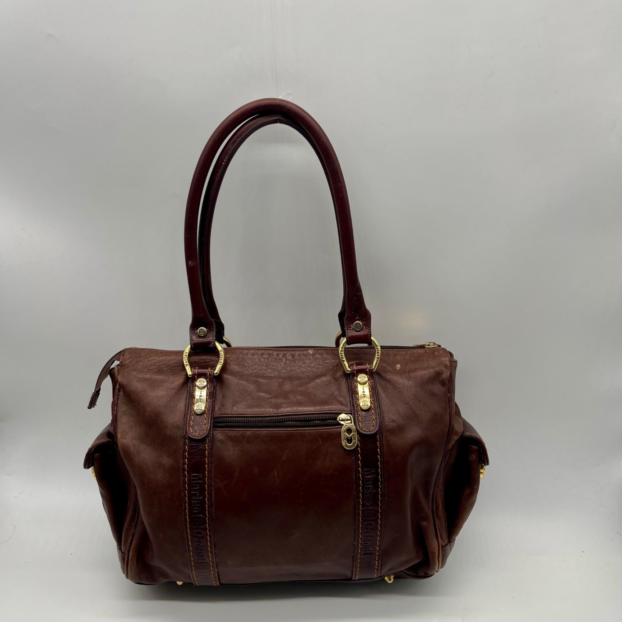 Marino Orlandi Brown Leather Satchel Bag