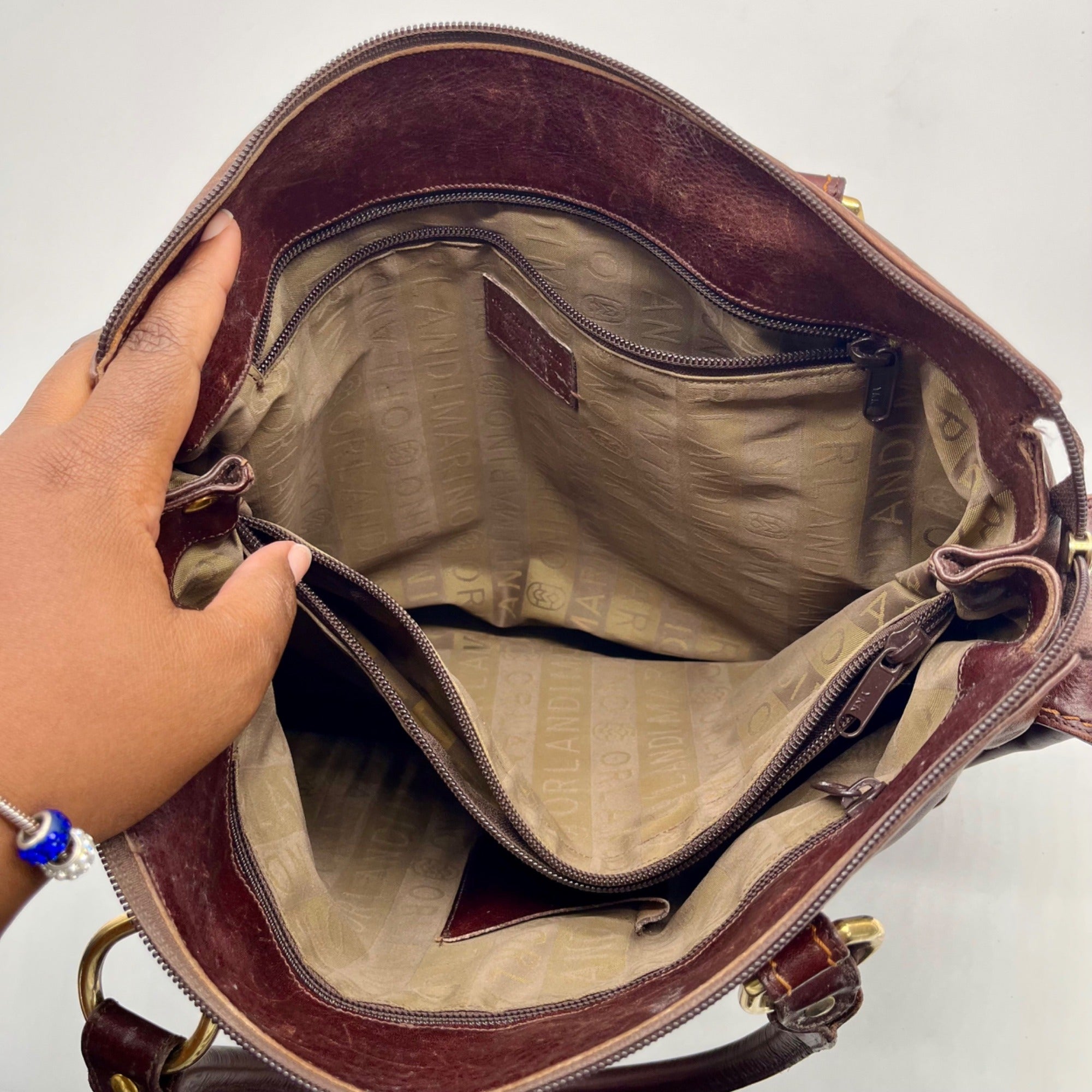 Marino Orlandi Brown Leather Satchel Bag