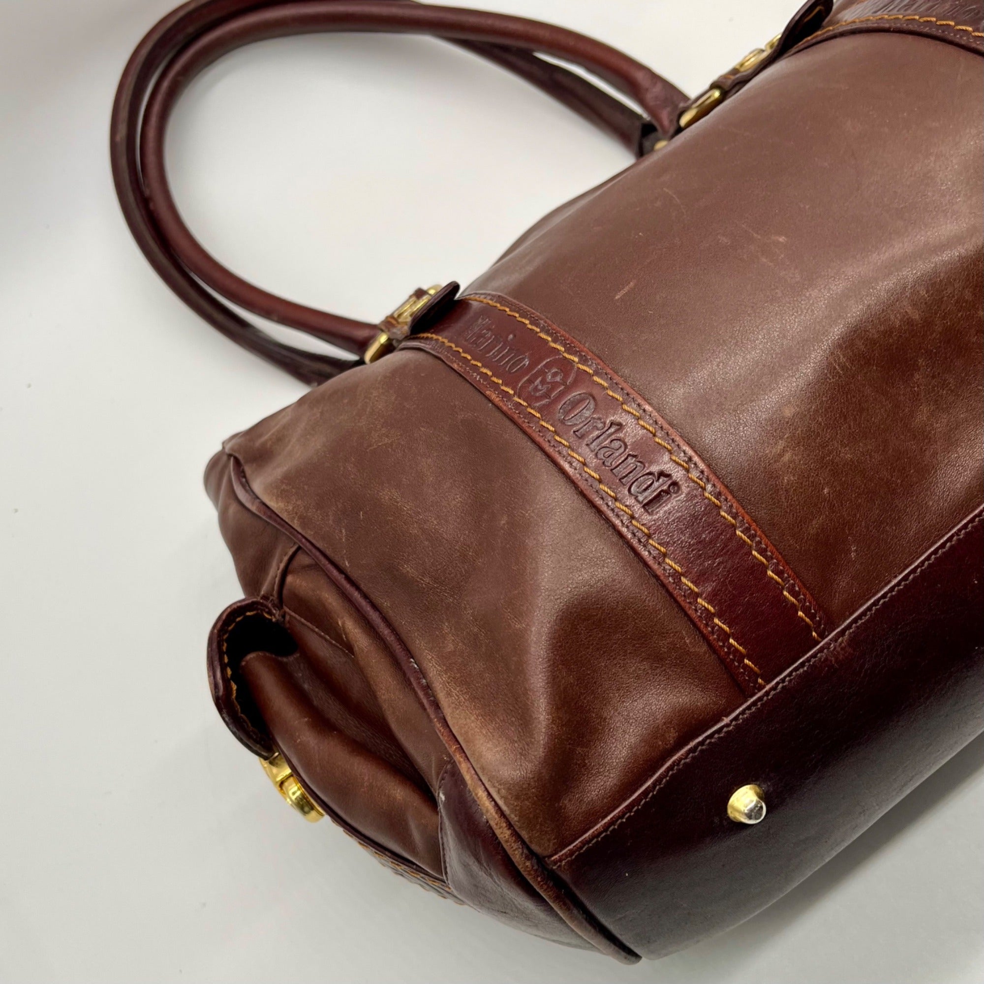 Marino Orlandi Brown Leather Satchel Bag