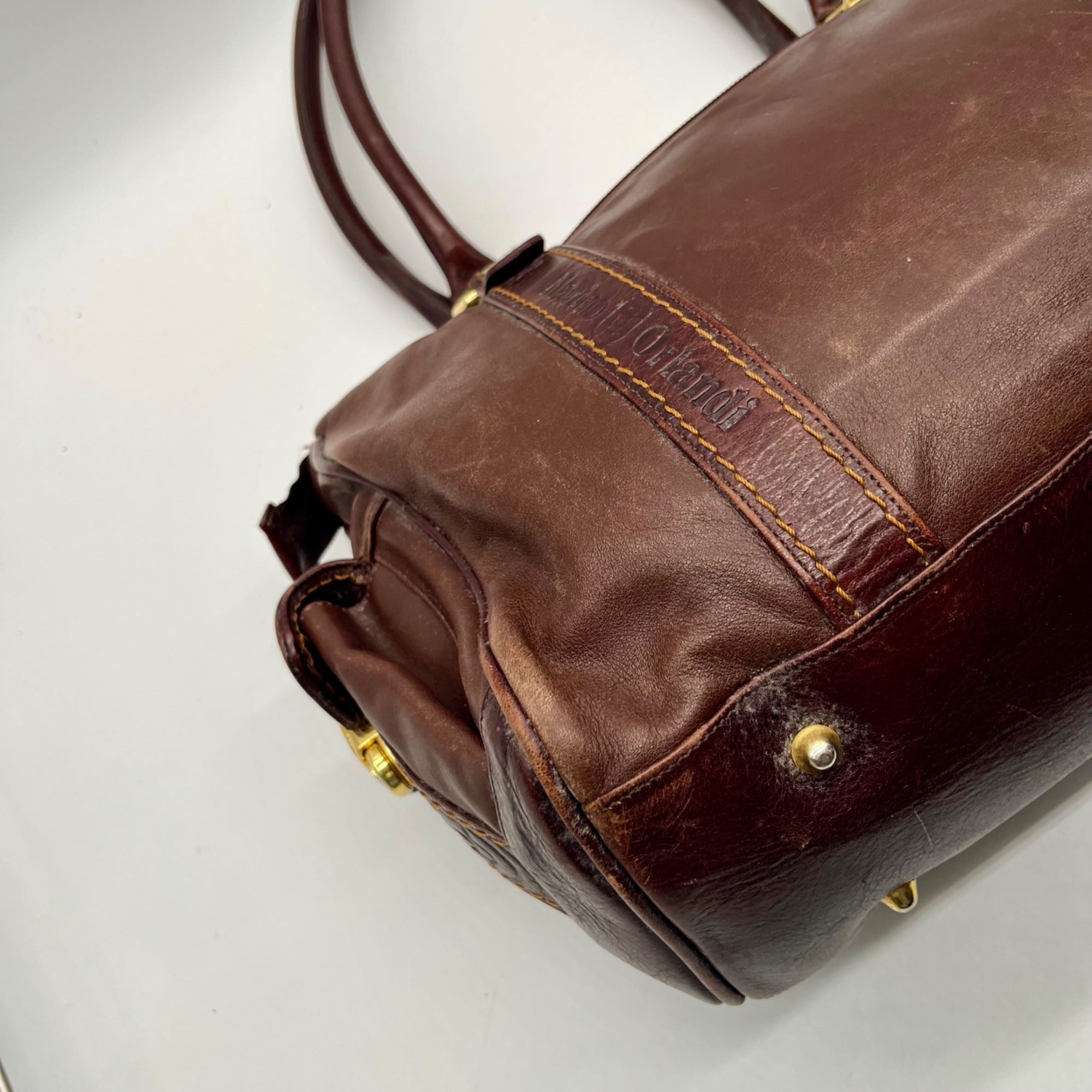 Marino Orlandi Brown Leather Satchel Bag