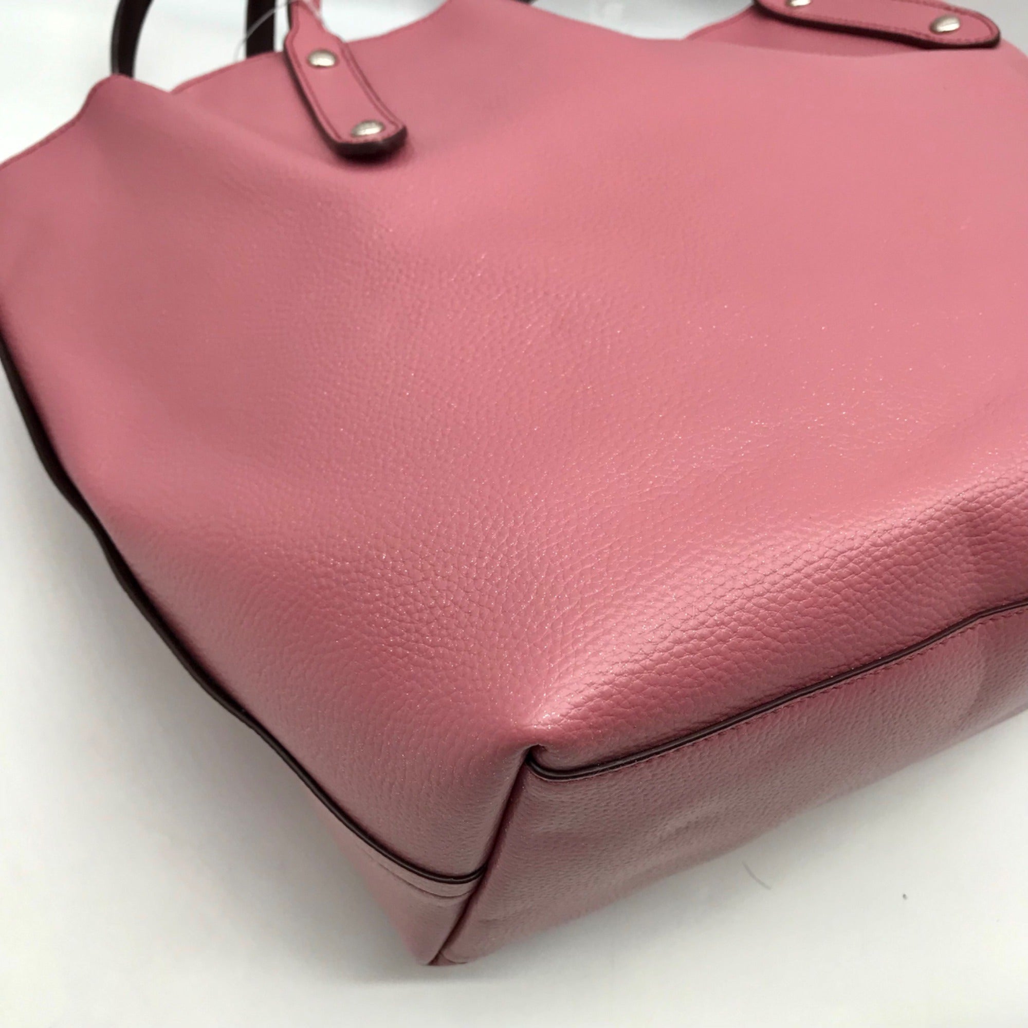 Coach Pink Glittery Polished Pebbled Leather Market Tote Bag And Wallet 12077
