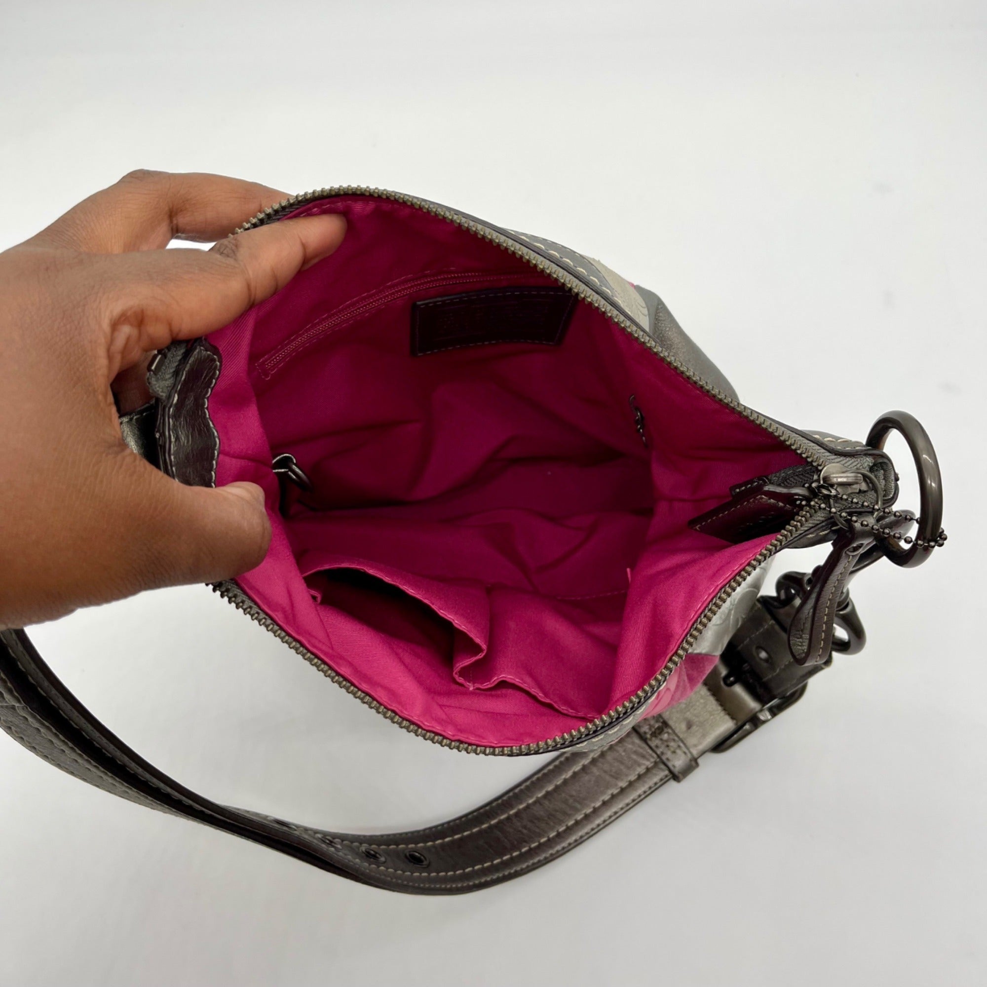 Coach Pink Soho Signature Canvas Patchwork Shoulder Bag F12863