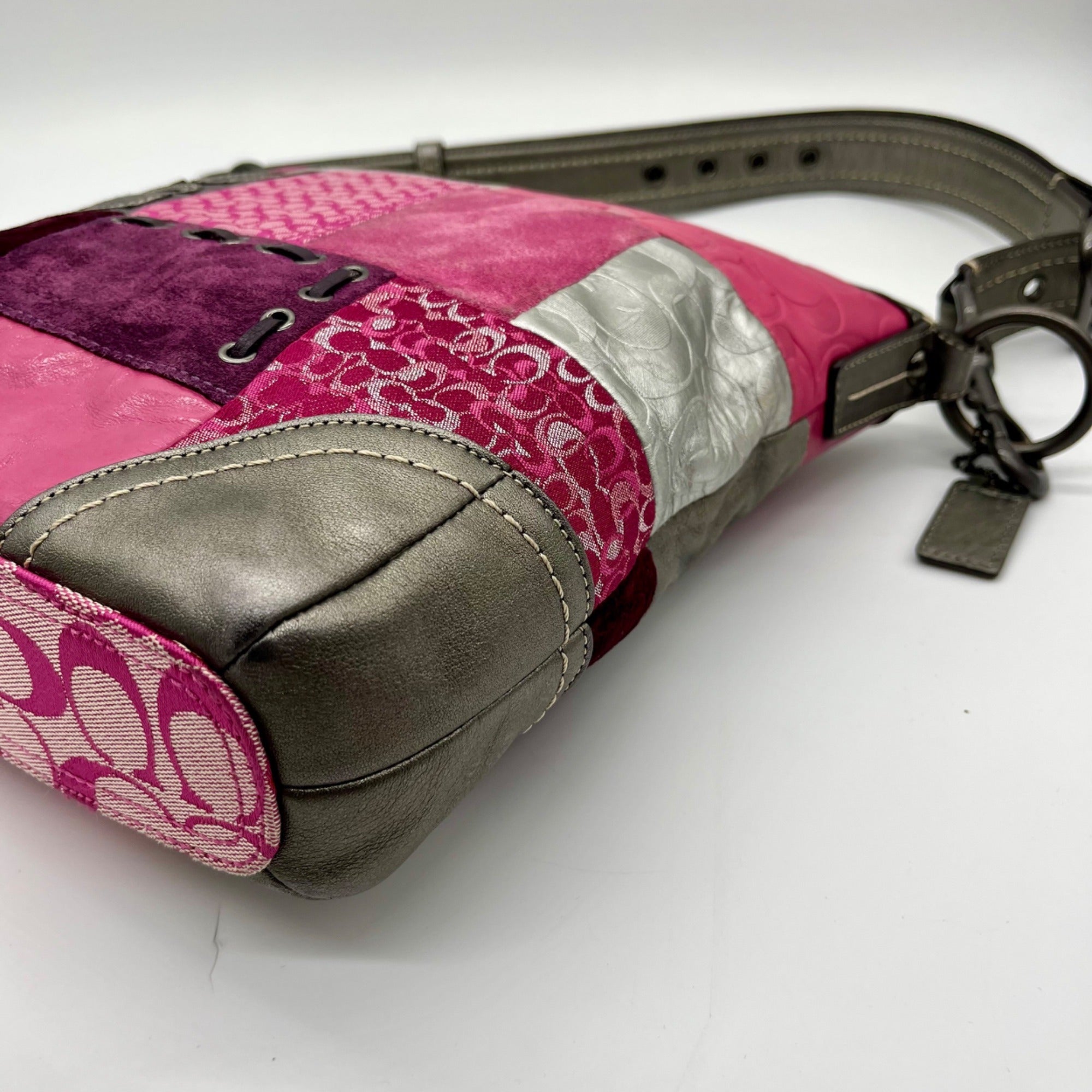 Coach Pink Soho Signature Canvas Patchwork Shoulder Bag F12863